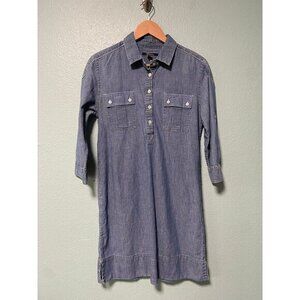 Tommy Bahama Denim Women's‎ Blue Button Dress with Pockets and Roll Up Sleeves S
